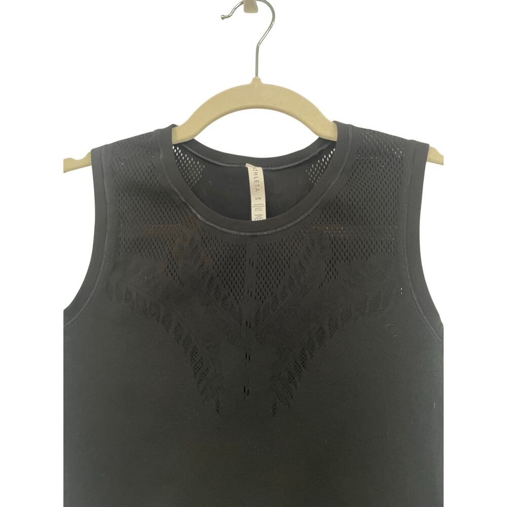 Athleta Ujjayi Tank Black Seamless Cropped Yoga Tank Top Crew Neck Women's S/M